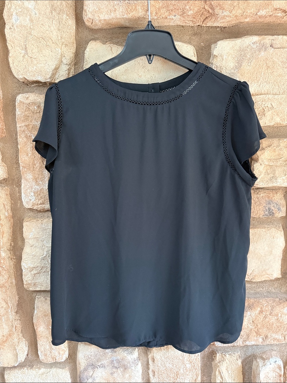 Loft button back flutter sleeve blouse size L